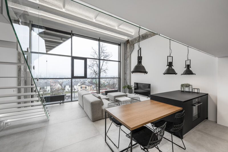 Modern Loft Interior — White, Minimalist