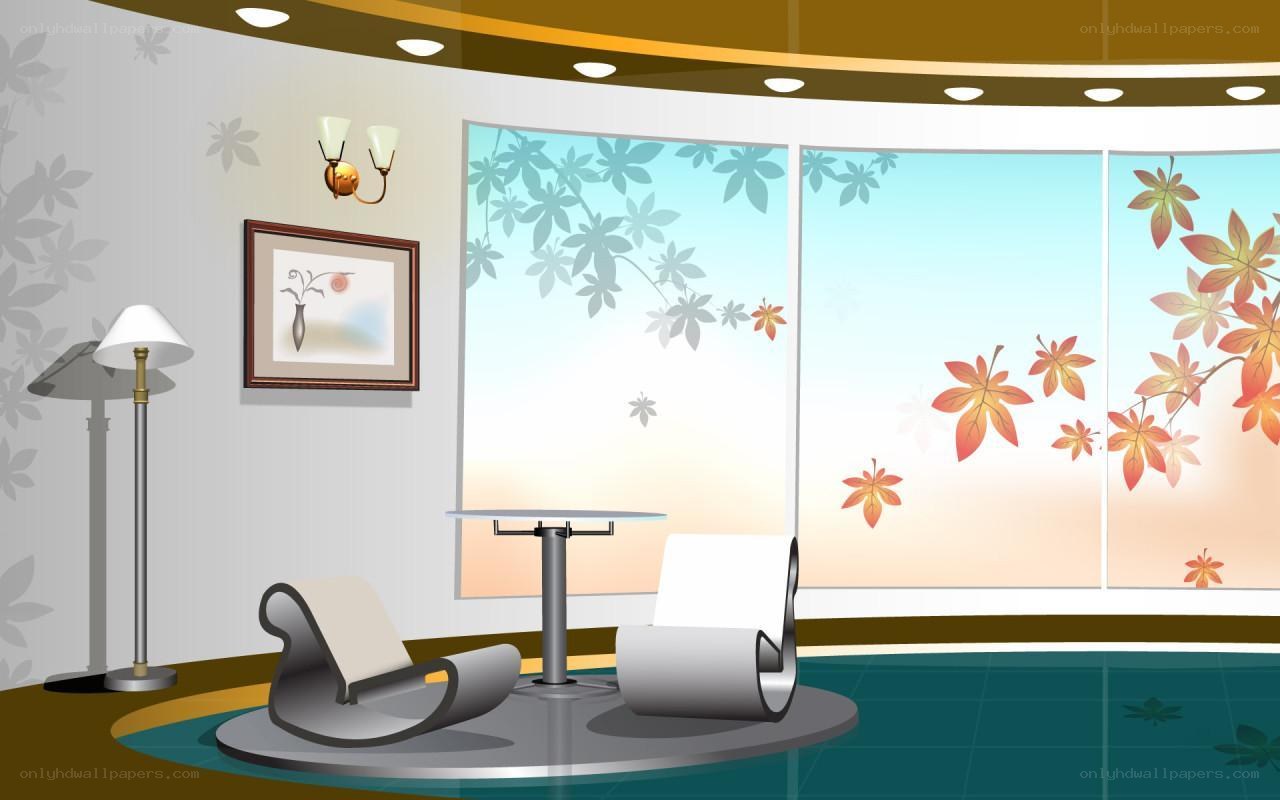 Modern lounge with autumn decor