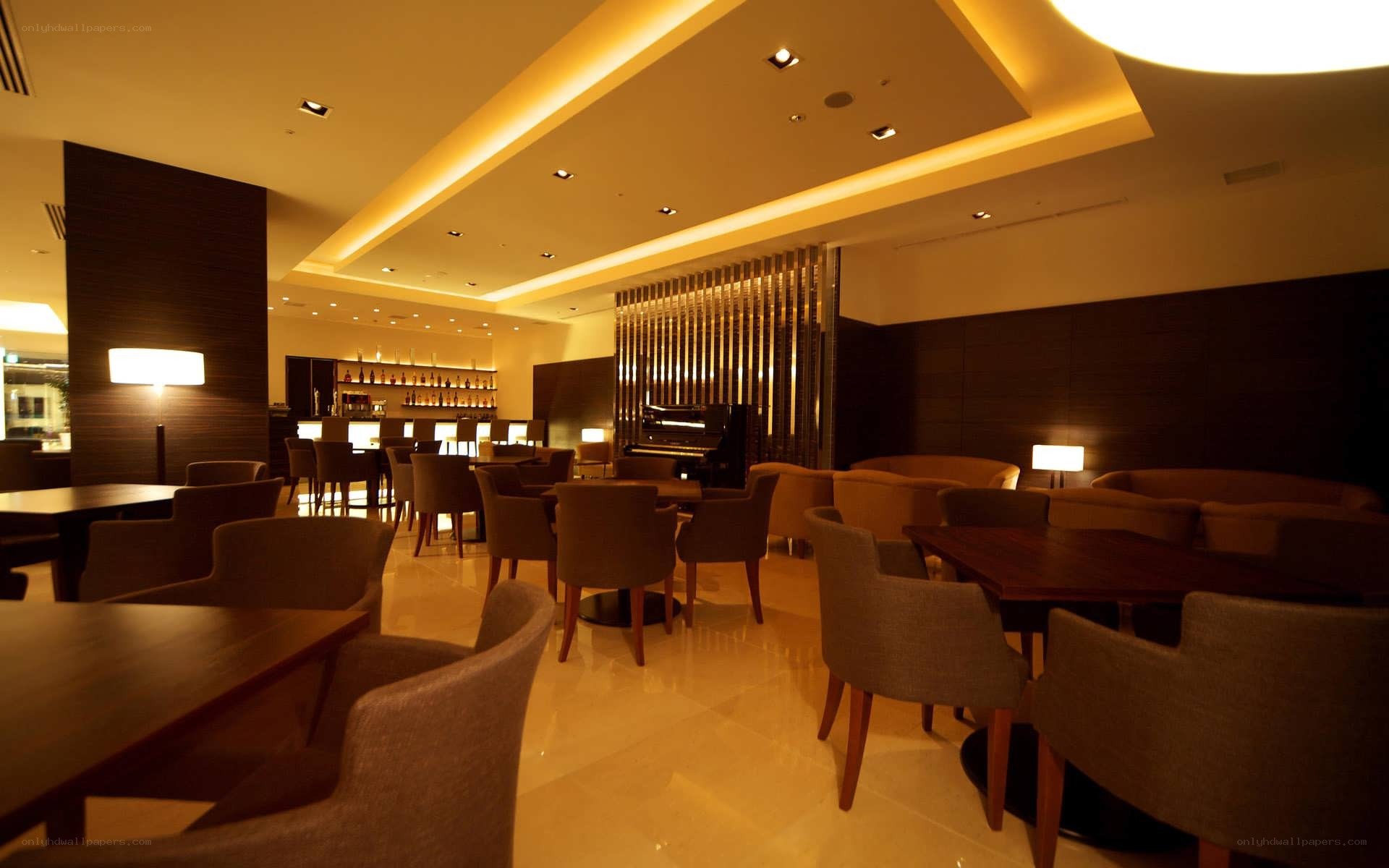 modern lounge with piano