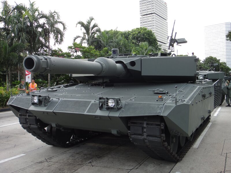 Modern main battle tank on display
