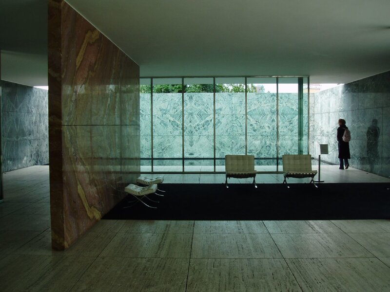 Modern marble hall with chairs