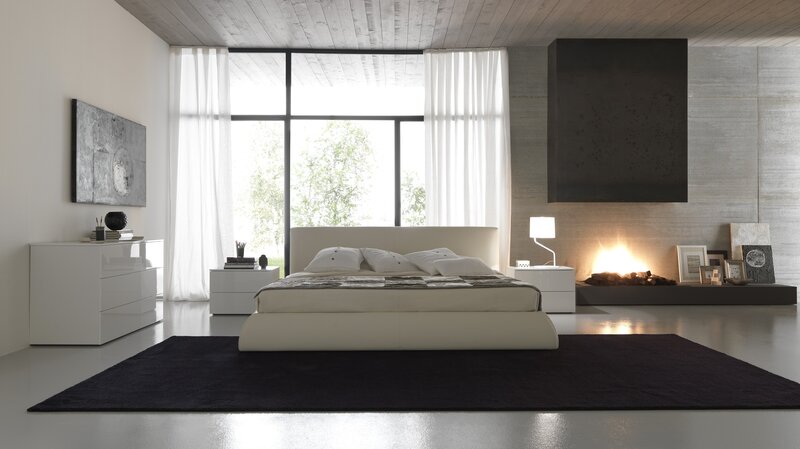 Modern minimalist bedroom interior