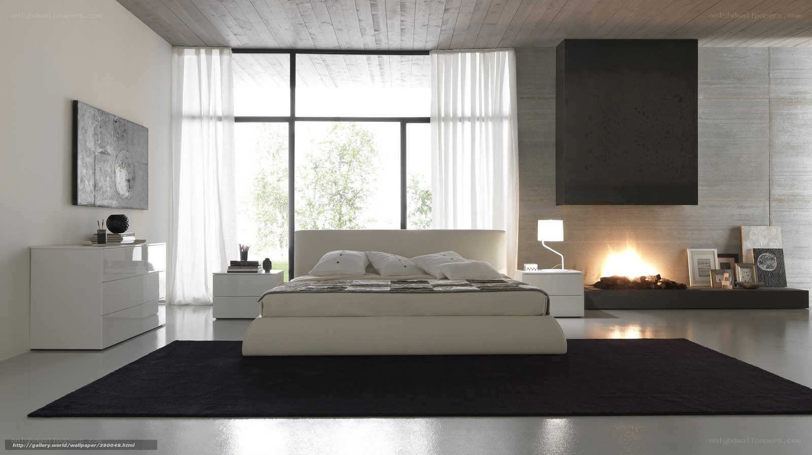 Modern minimalist bedroom interior