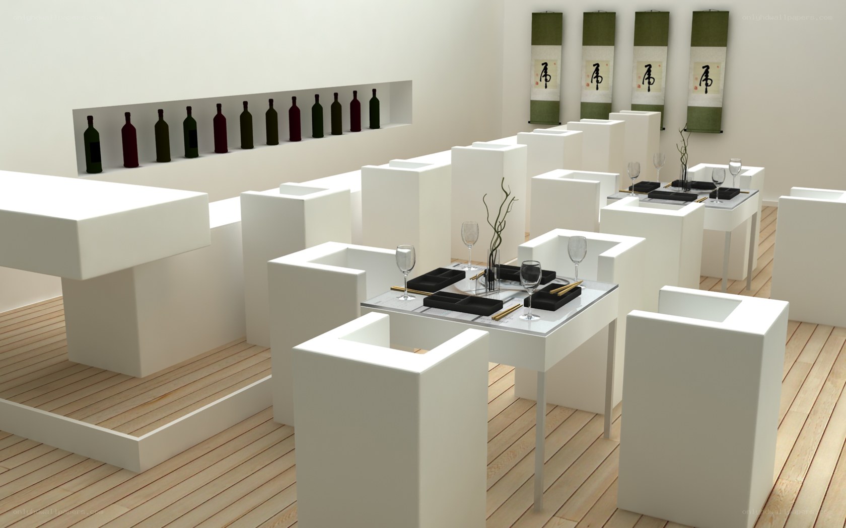 Modern minimalist restaurant interior
