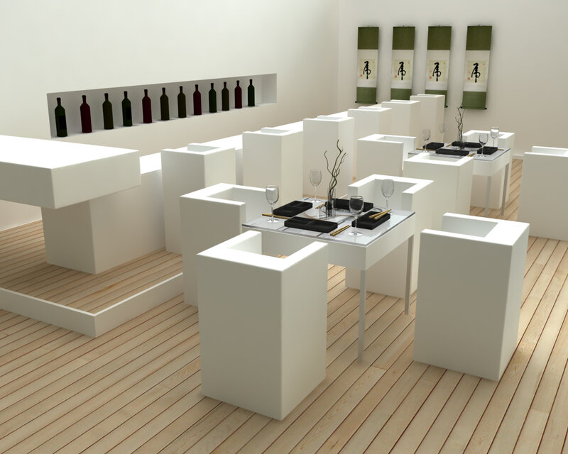 Modern minimalist restaurant interior