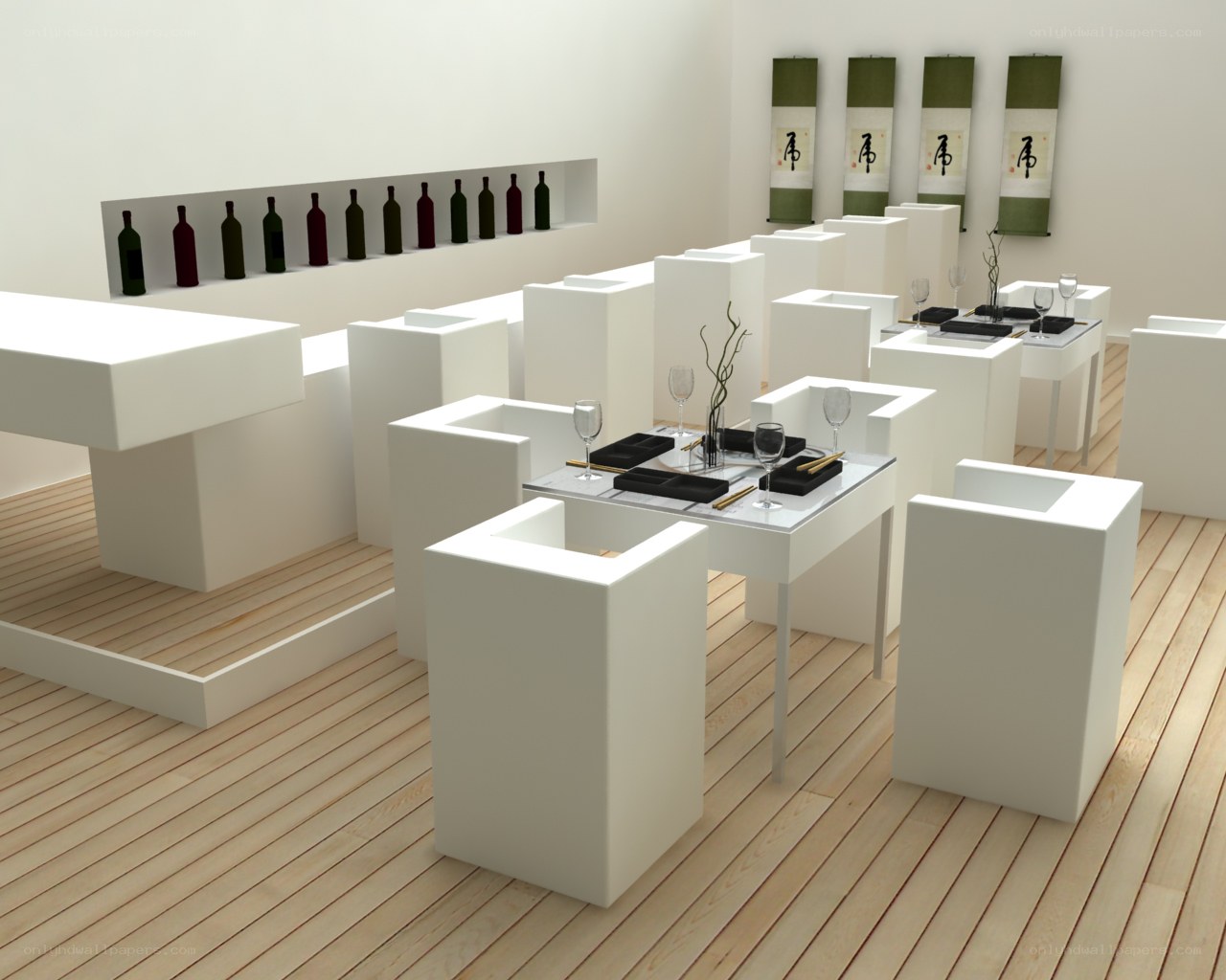 Modern minimalist restaurant interior
