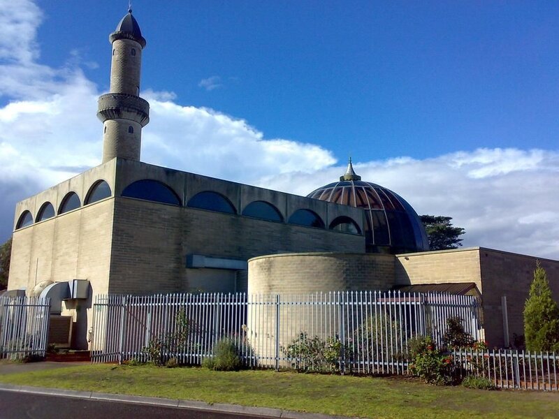 modern mosque with dome and minaret