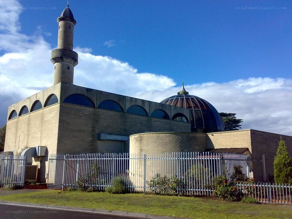 modern mosque with dome and minaret