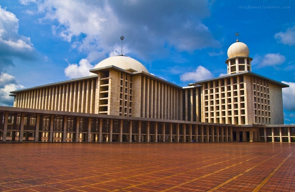 Modern mosque with domes