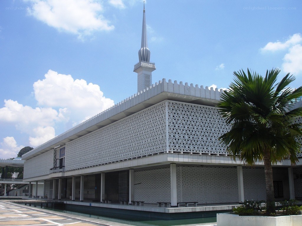 modern mosque with minaret