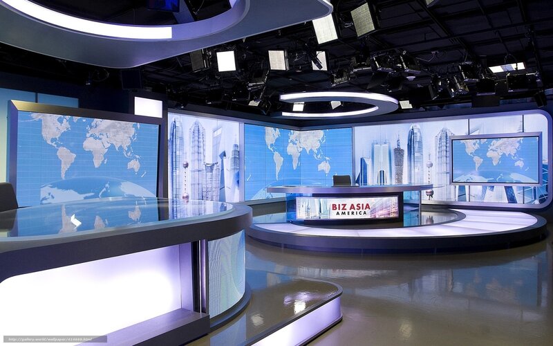 Modern news studio set