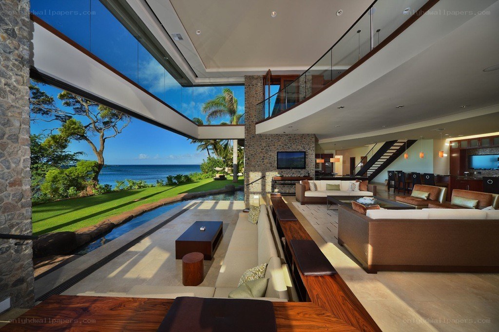 Modern oceanfront living room