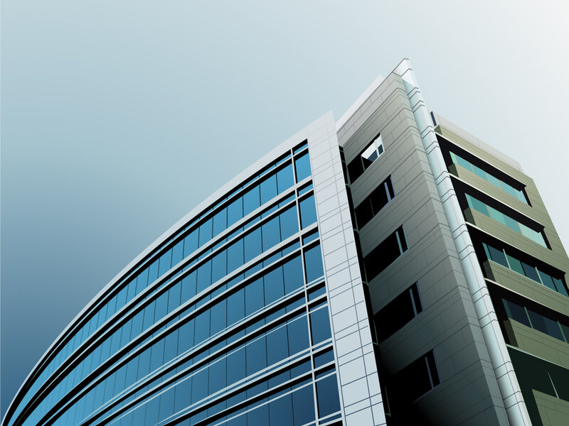 Modern Office Building — Blue, Dramatic