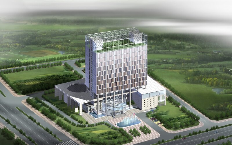 modern office building rendering