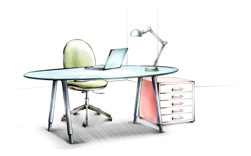 modern office desk setup