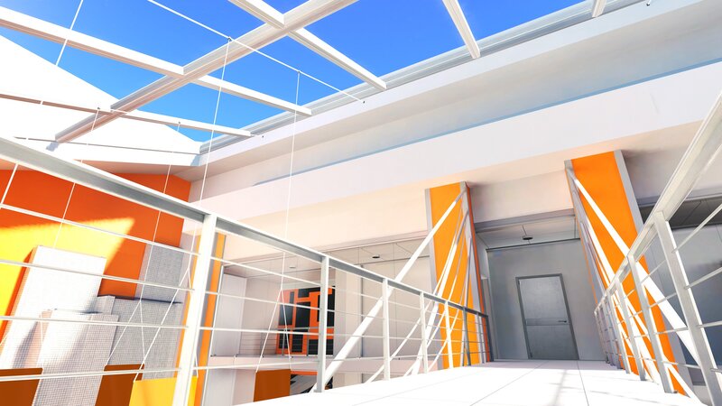 modern office interior with skylight