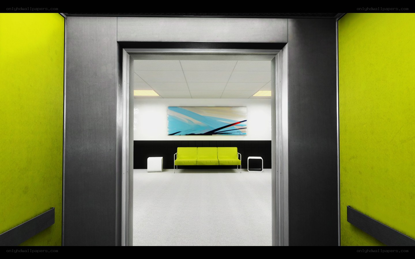Modern office waiting area