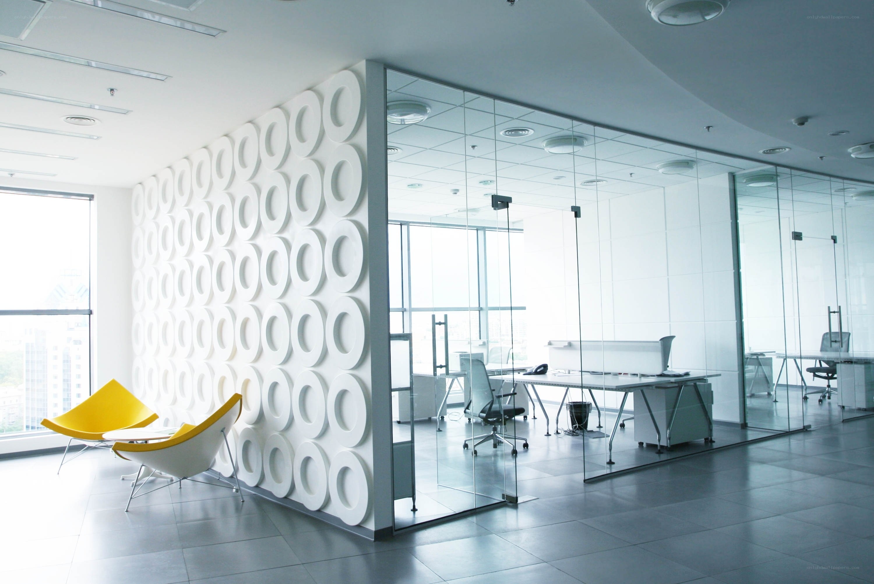 Modern office with glass partitions