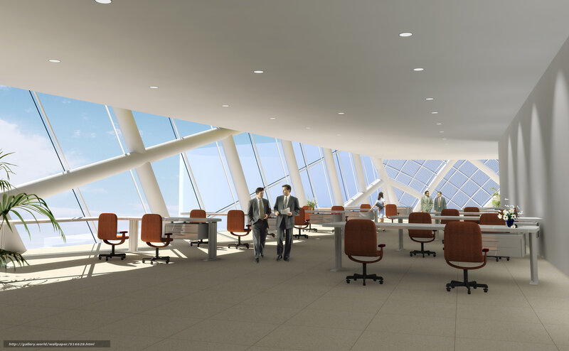 Modern office with large windows