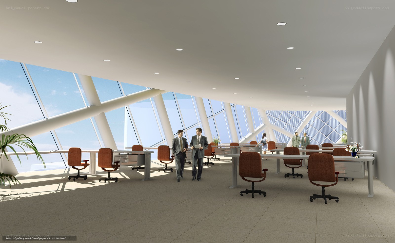 Modern office with large windows