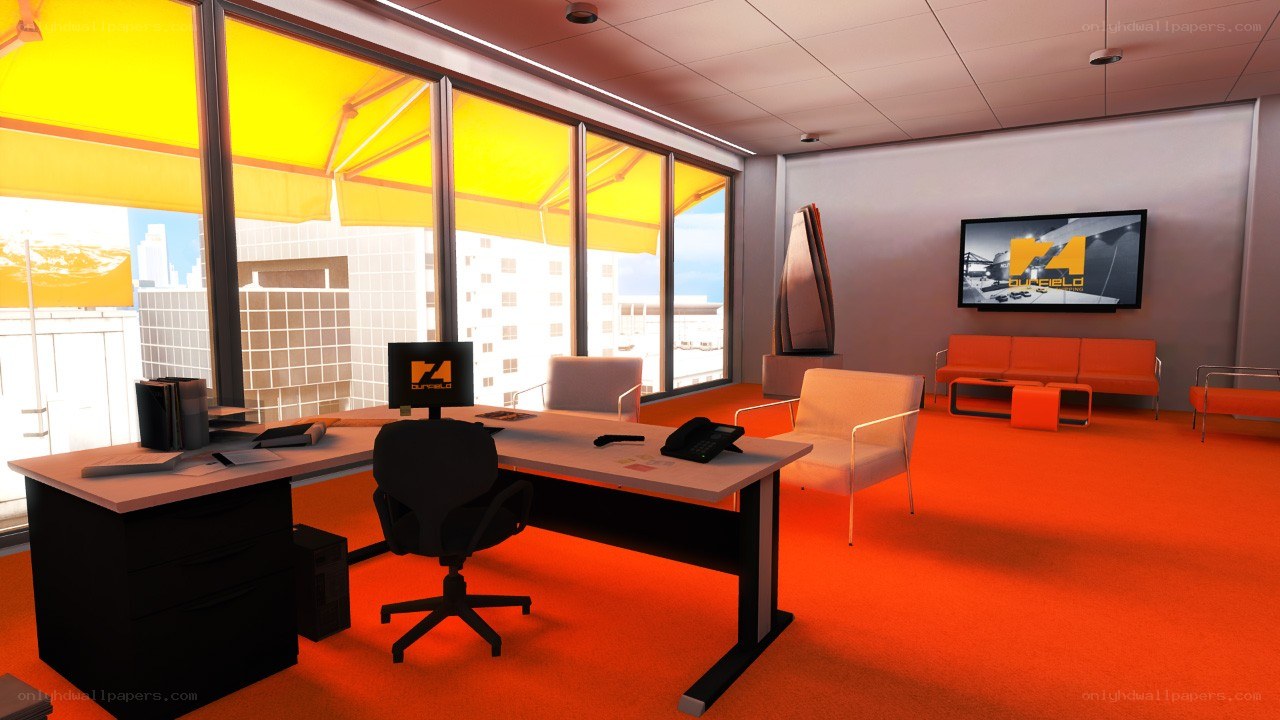 modern office with orange accents