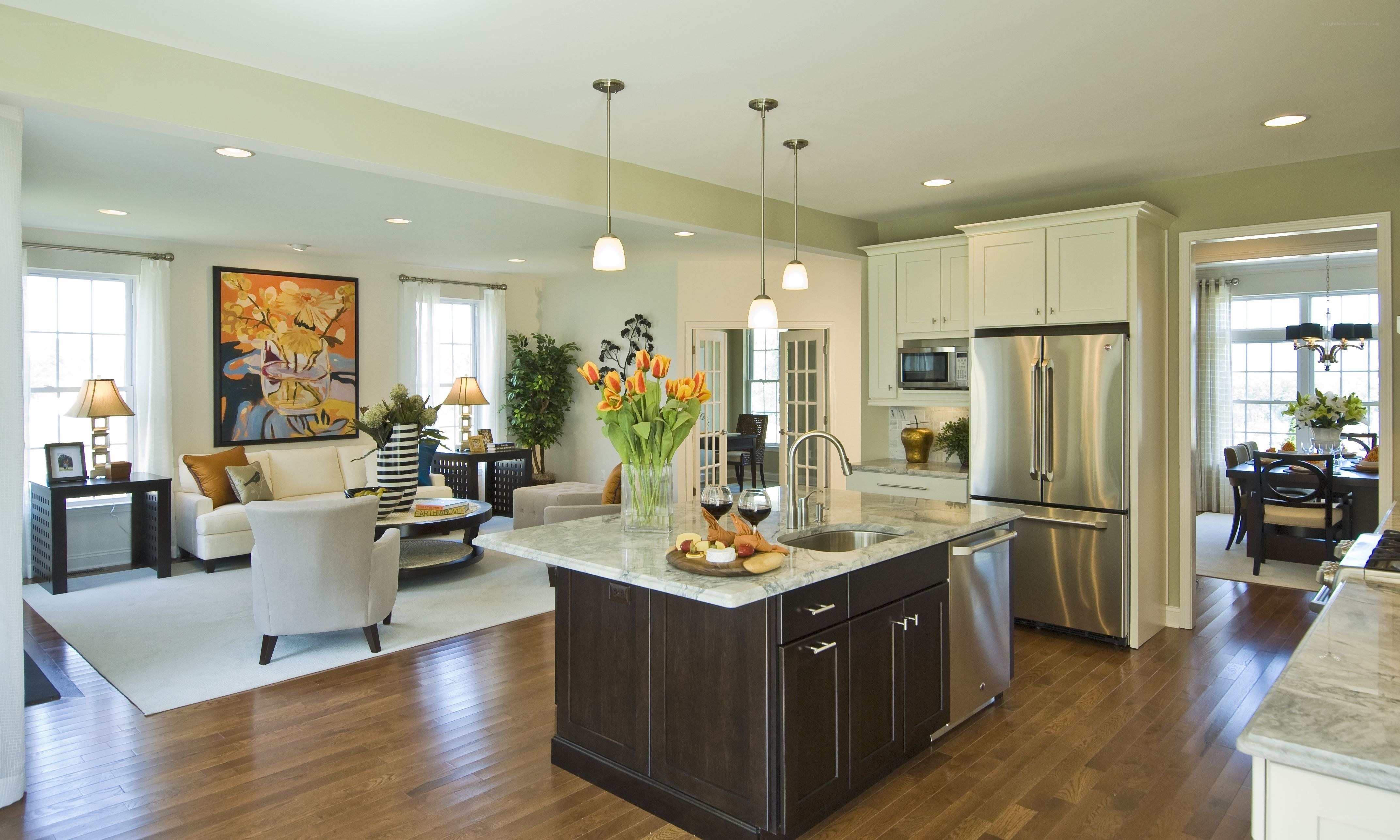 Modern open-concept kitchen and living area