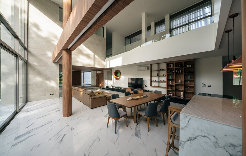 Modern Open-plan Living Room — White
