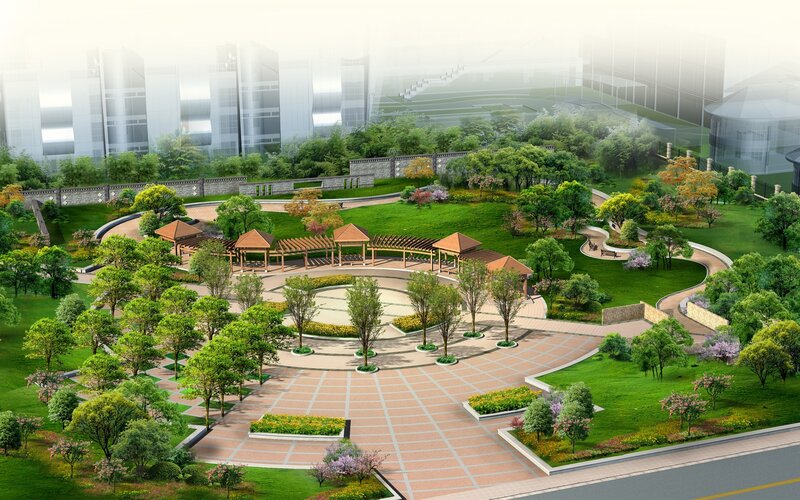 Modern Park Design Rendering
