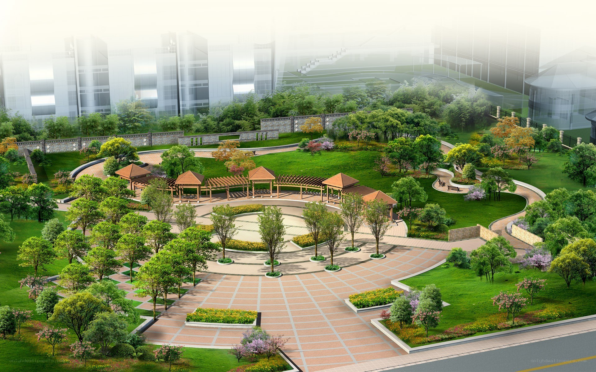 Modern Park Design Rendering