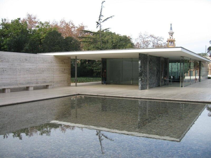modern pavilion with reflecting pool