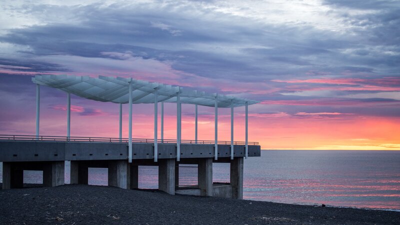Modern Pier at Sunset