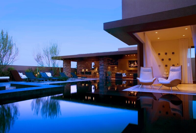 Modern Pool at Dusk — Blue