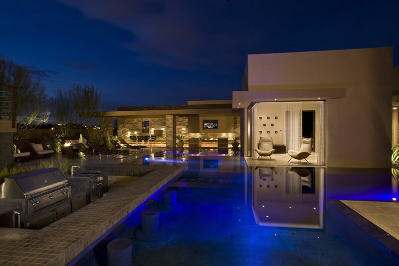 Modern pool at night