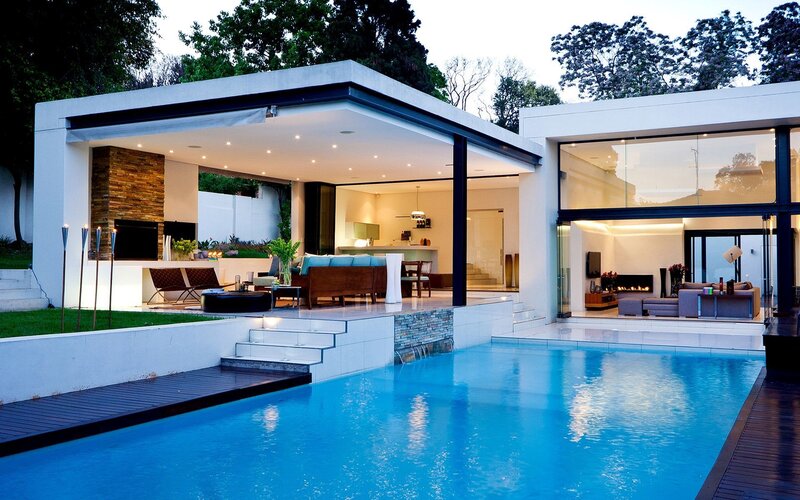Modern Pool House — Blue