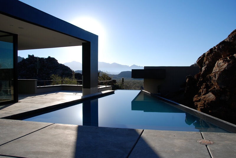 Modern pool with mountain view