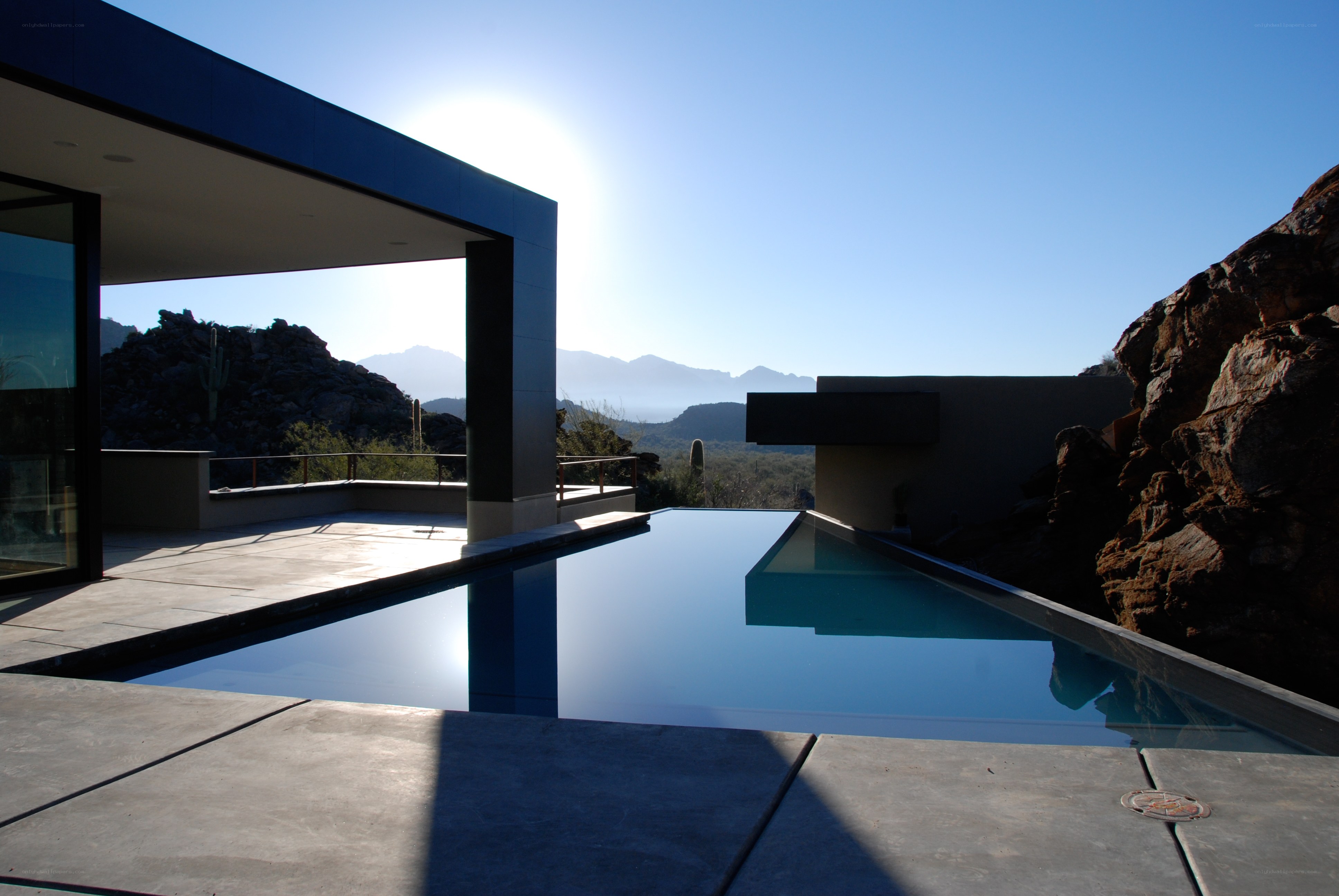 Modern pool with mountain view