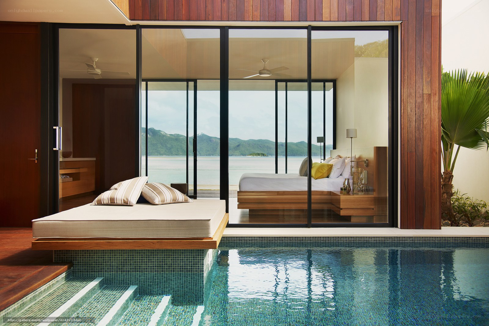 Modern poolside bedroom suite