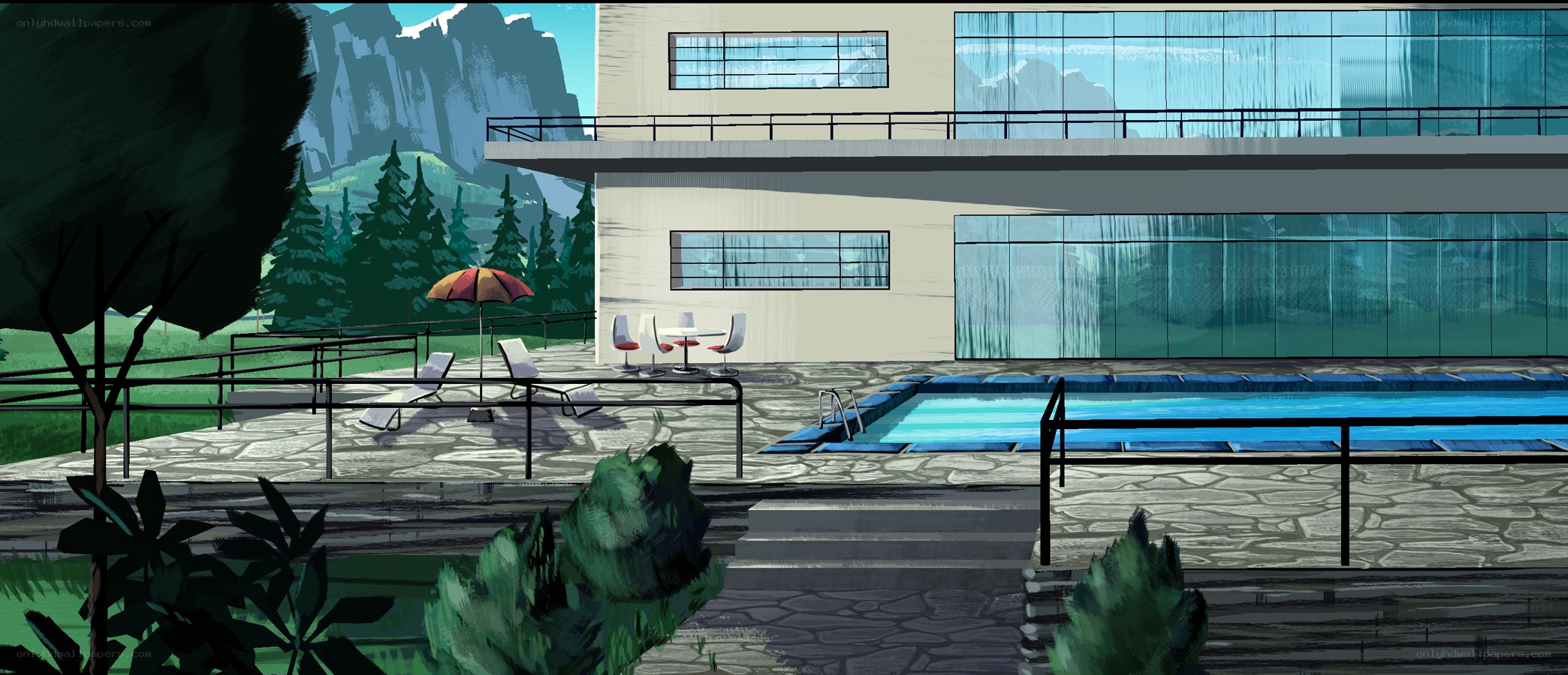 Modern poolside retreat
