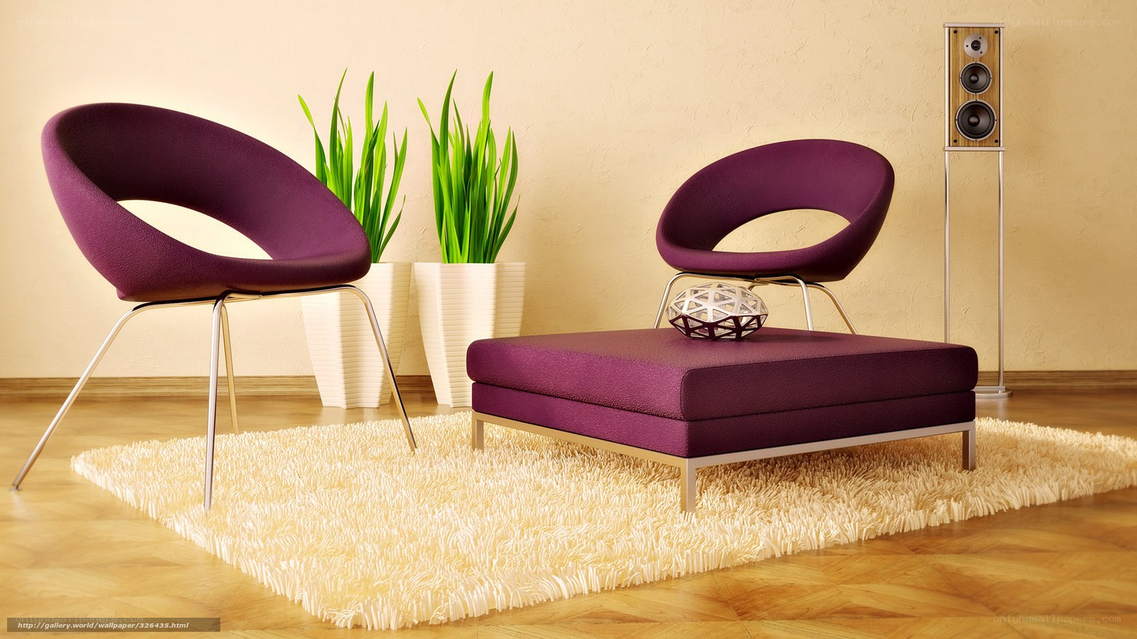 Modern purple living room setup