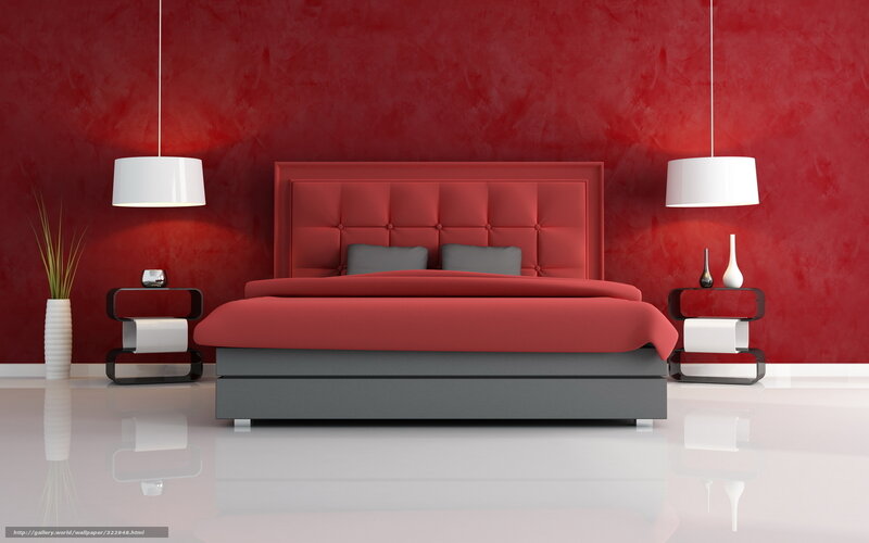 Modern red bedroom interior