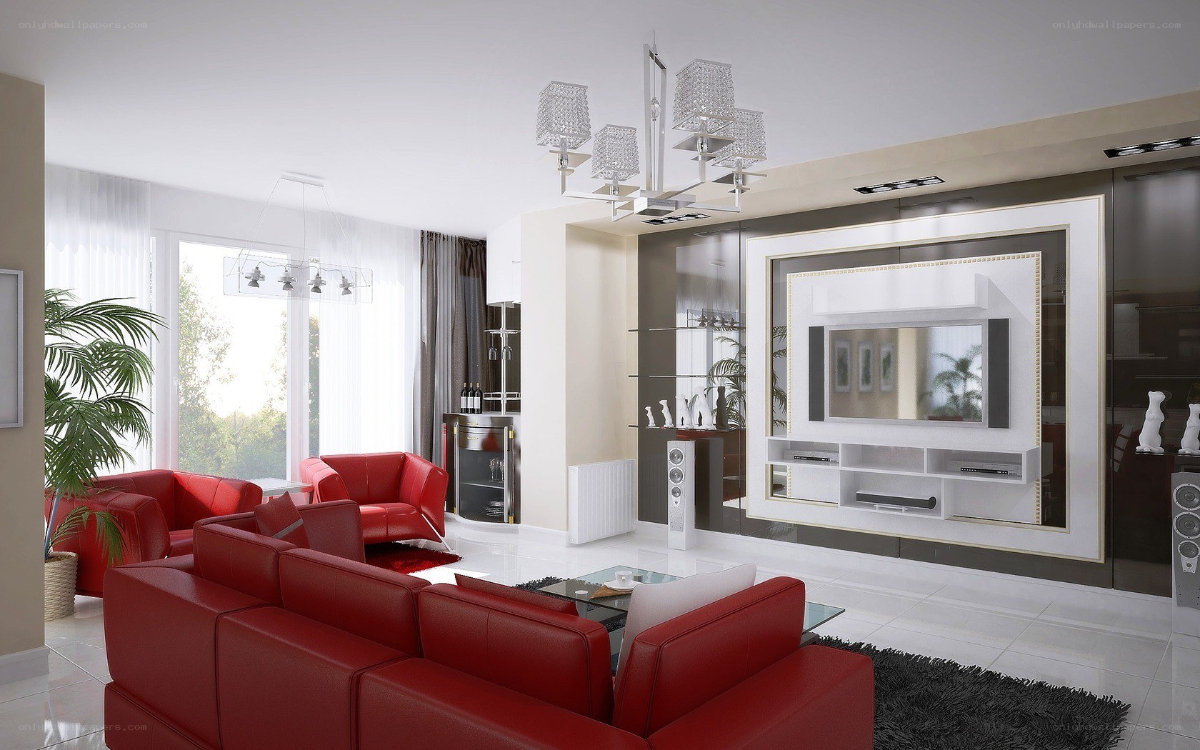Modern red living room
