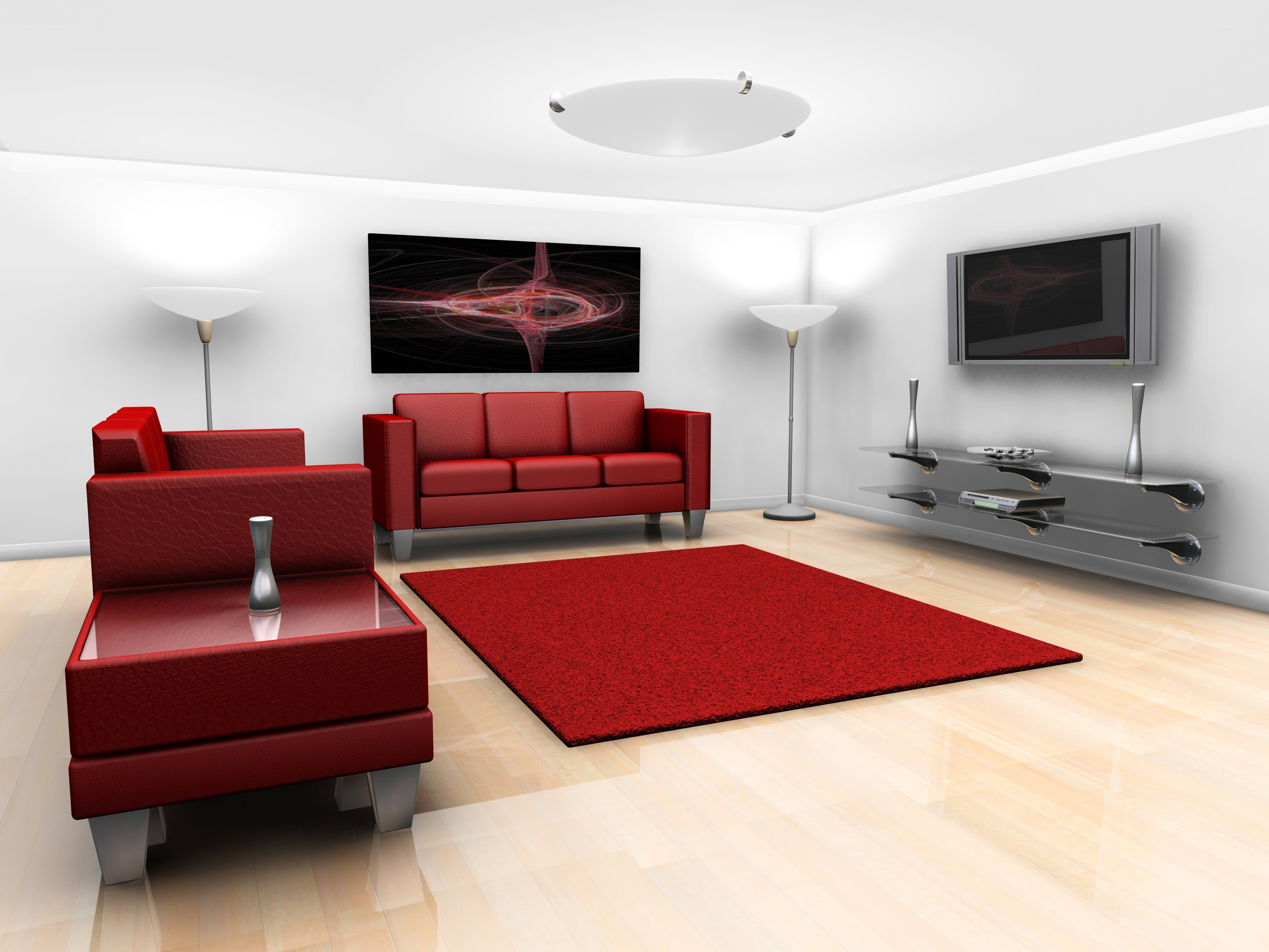 Modern red living room