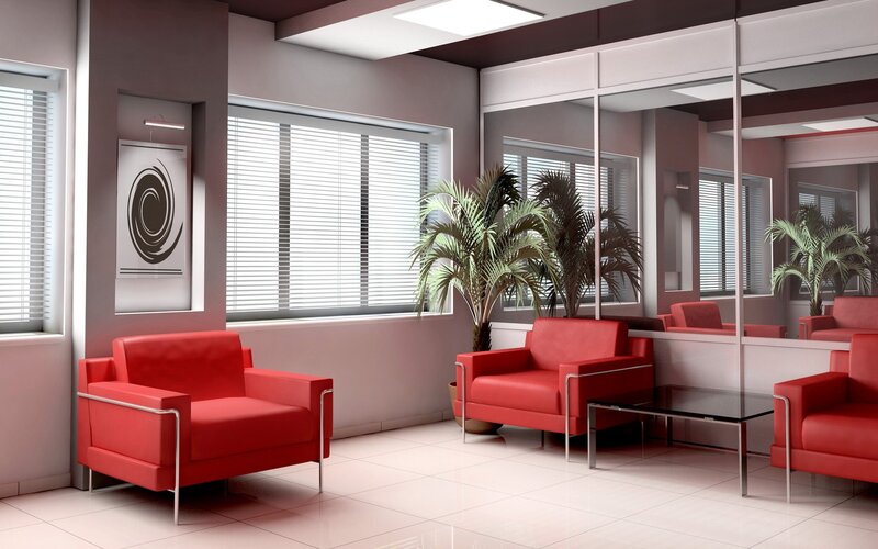 Modern red lounge chairs