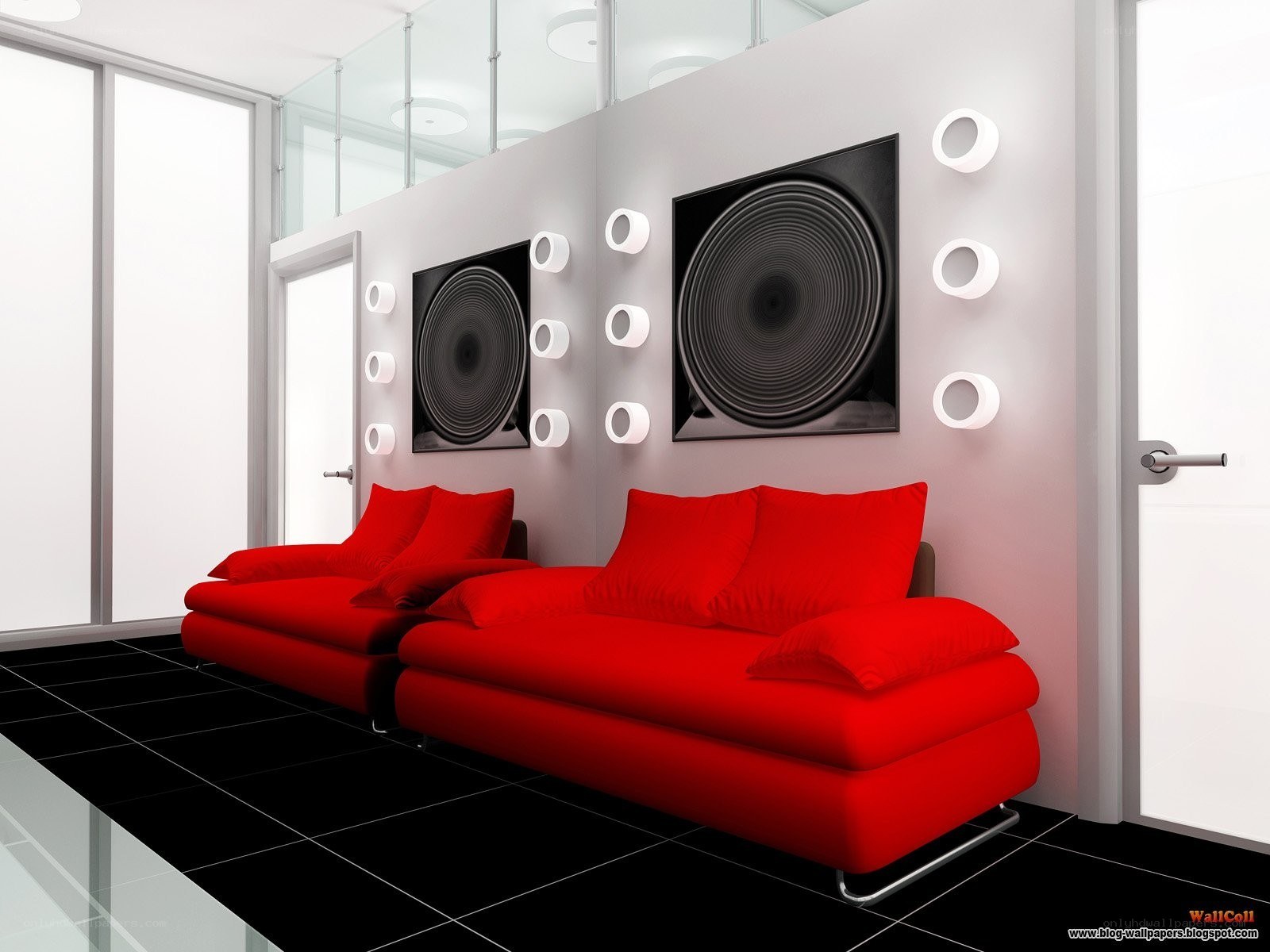 Modern red sofa living room