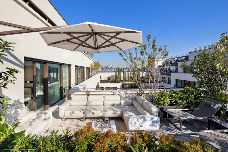 Modern rooftop terrace with lounge