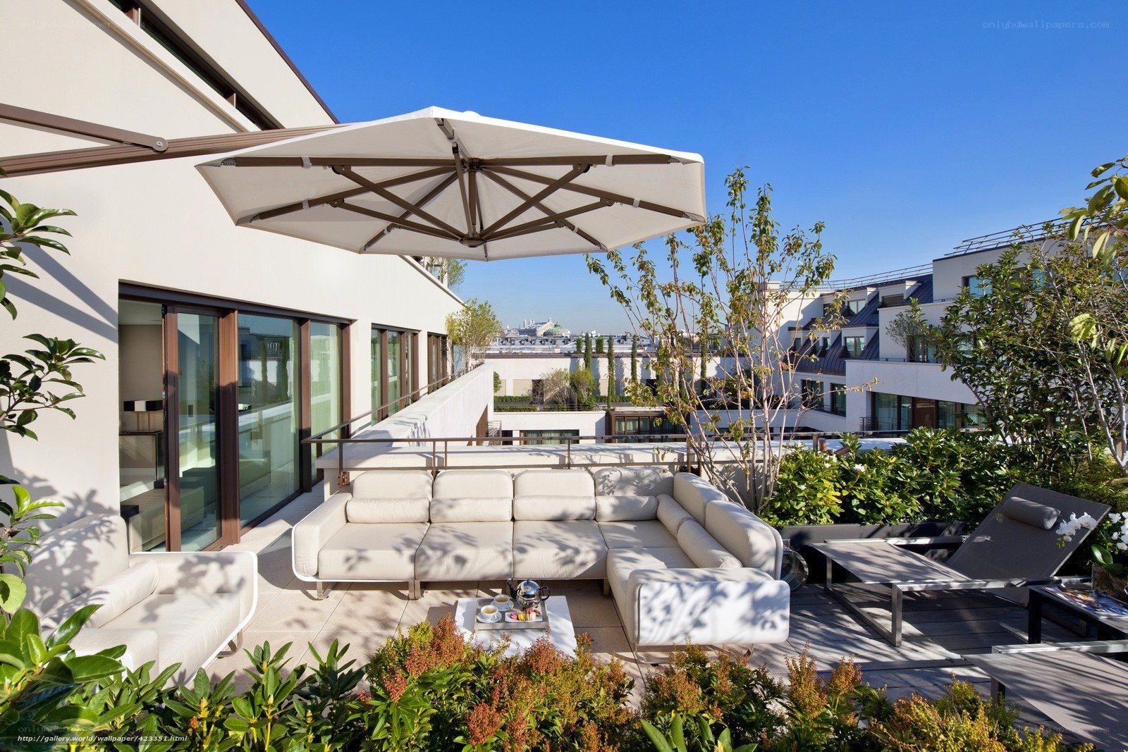 Modern rooftop terrace with lounge