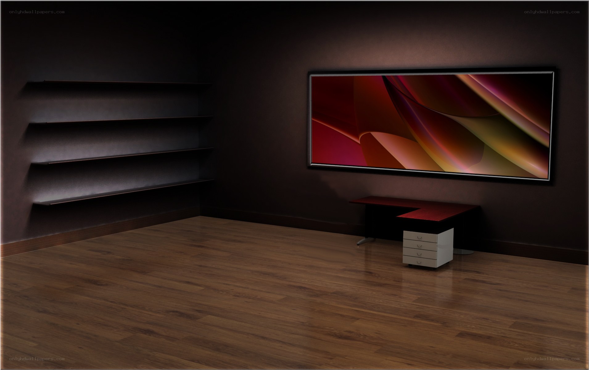Modern room with digital art