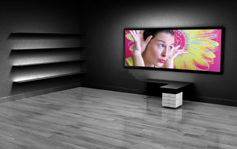 Modern room with digital display