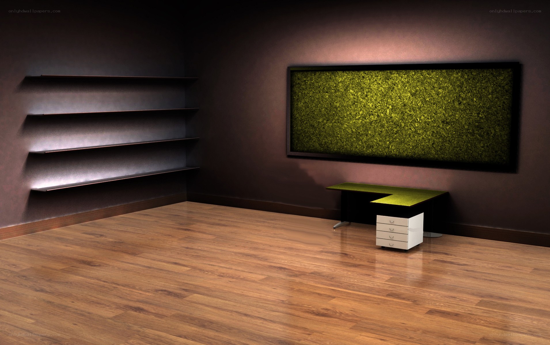 Modern room with green wall art