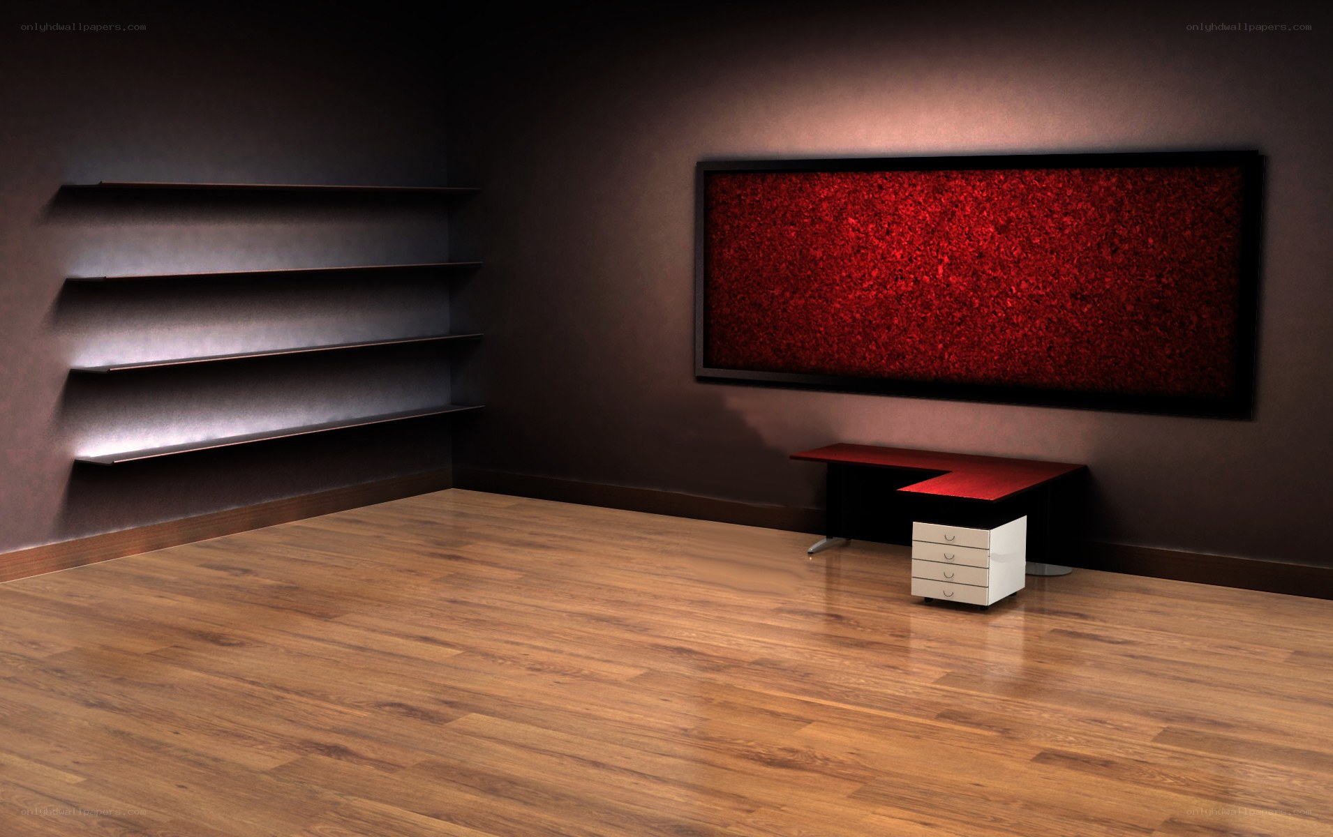 Modern room with red art